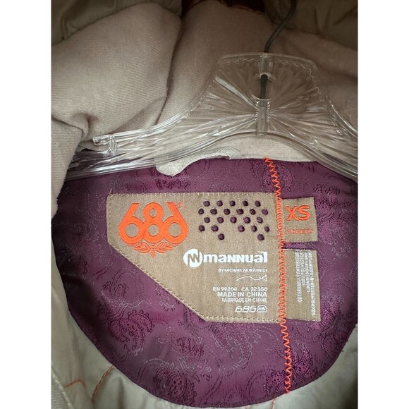 686 Mannual Snowboard Jacket Full Zip Tan Fur Trim Hooded Beige Size Women's XS - Picture 7 of 11